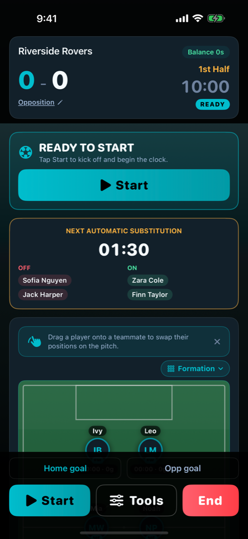 BenchBalancer live game screen